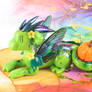 Colorful Green Pumpkin Dragon