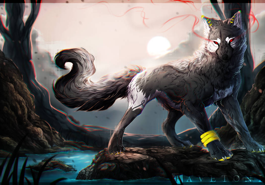 Заколдованный волк. Демон Фамильяр волк. Мифические волки. Мистические животные волки.