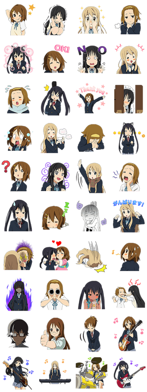 K-ON Line Stickers PNG [Cereal Kawaii]