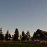 moon set at crater lake