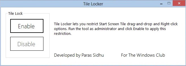 Lock Windows 8 Tiles Using Tile Locker by parassidhu