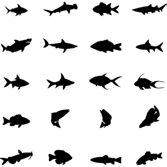 silhouettes set of fish