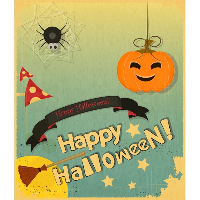 Vector Retro style Happy Halloween Poster by cgvector on DeviantArt