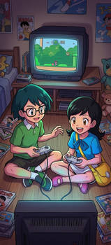 Max and Marcy Ketchum Playing Video Games