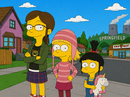Margo, Edith and Agnes in The Simpsons style