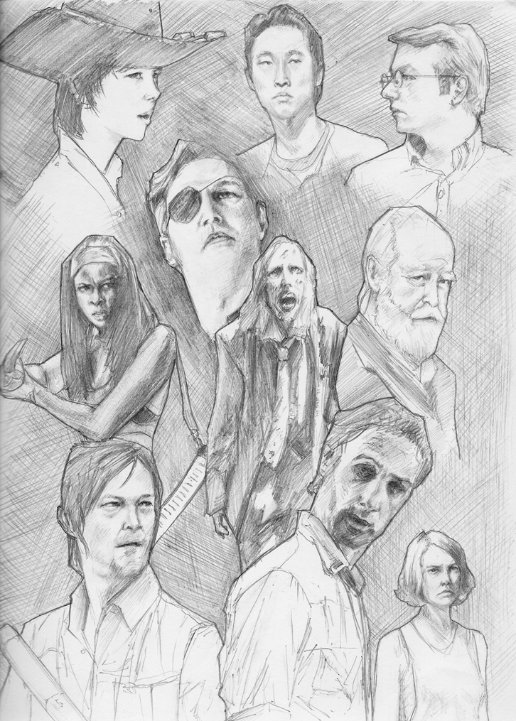 The Walking Dead sketchbook page