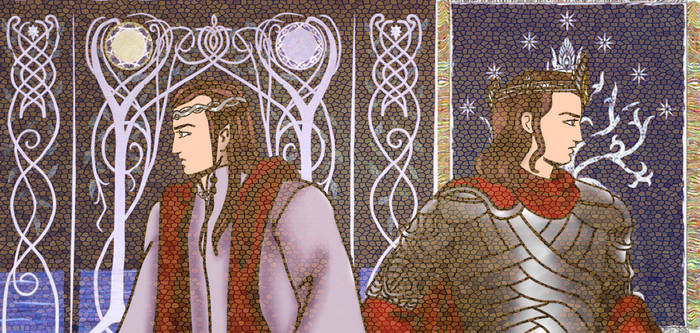 Elrond and Elros (greek mythology mosaic)