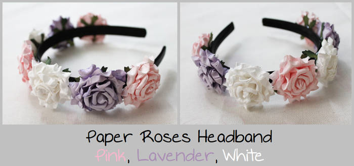 Paper Roses Headband - Pink, Lavender, White