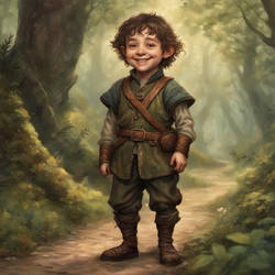 Smiling Halfling Standing On A Woodland Path