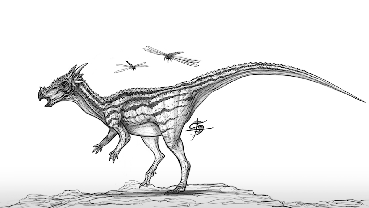 Dracorex Dinosaur Pencil Drawing Style Stock Illustration - Illustration of  drawing, action: 78075041