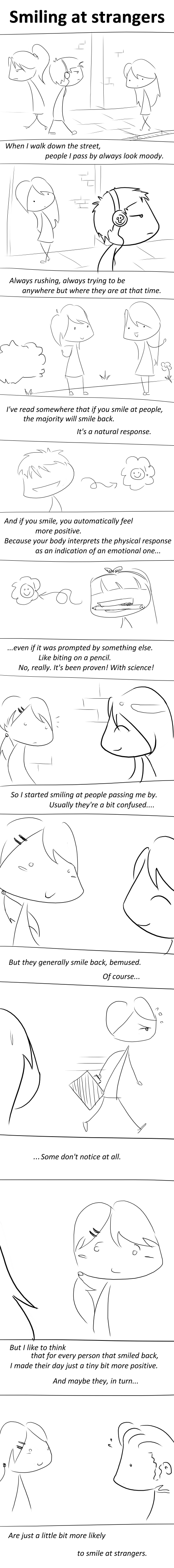 Smiling at strangers