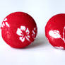 Red handmade stud earrings