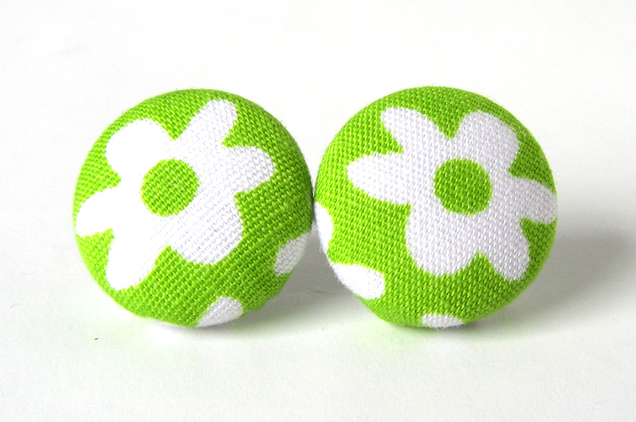 Green flower earrings