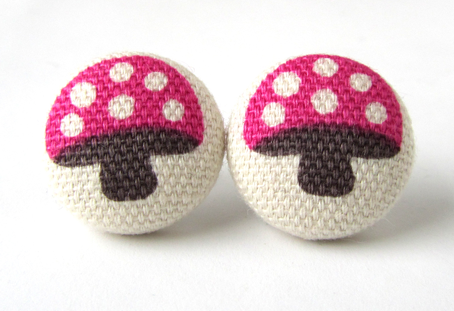 Mushroom earrings kawaii pink