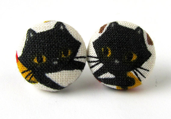 Cat earrings kawaii children kids cute black