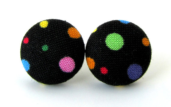 Stud earrings black bright dots circles