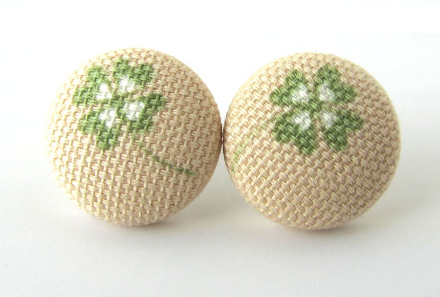 Stud earrings shamrock luck happiness green