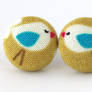 Bird earrings mustard yellow blue white beige