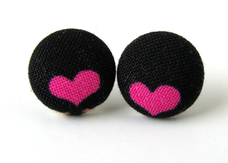 Valentine's day heart stud earrings hot pink heart