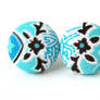 Button earrings stud blue turquoise white black