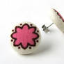Pink stud earrings button summer bright happy