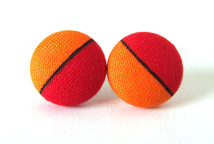 Post earrings studs orange red black tangerine