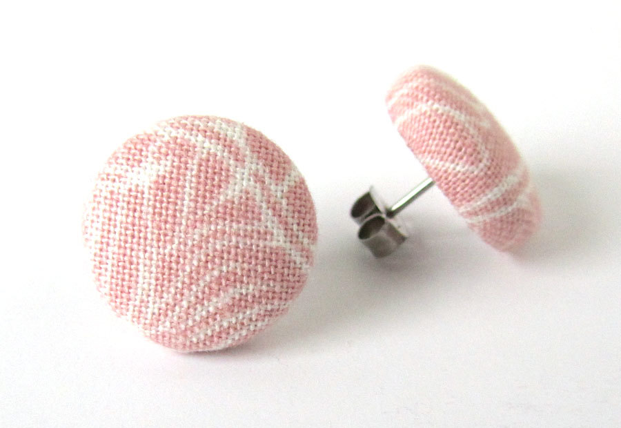 Light pink tiny stud earrings white pastel unique