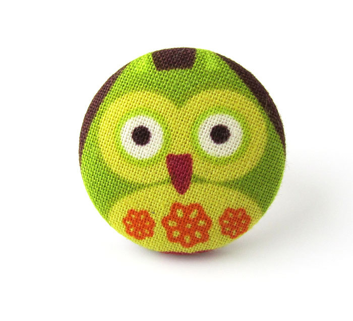 Ring big large owl bird orange green funky funny