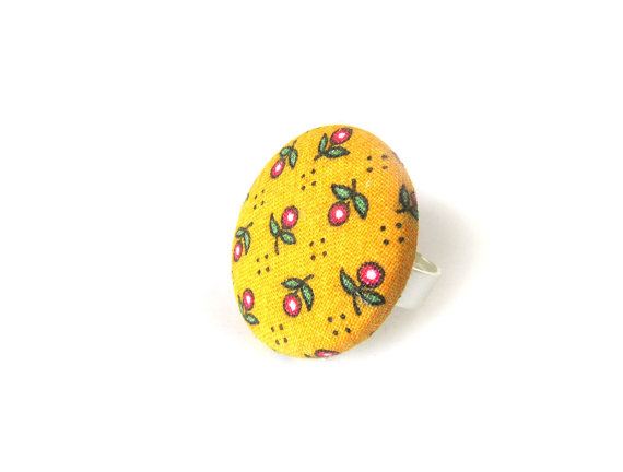 Bright fabric ring - funky mustard yellow