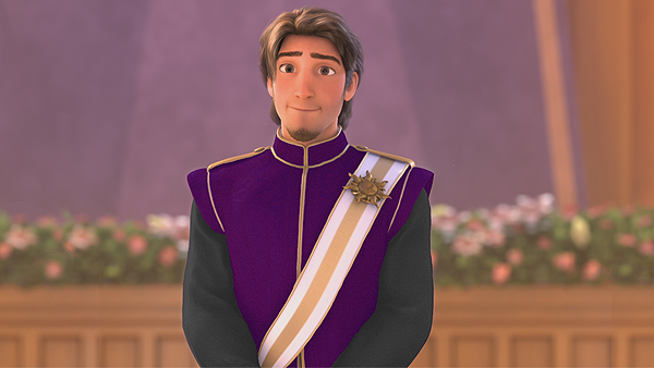 Flynn Rider in Elsa's coronation outfit