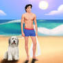 Prince Eric and Max on the beach
