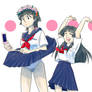 Saten flips Uiharu's skirt