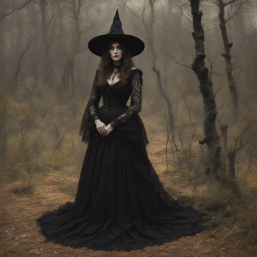 Witch wearing black lace in a woodland, Monet styl by SunshineBurnsz on ...