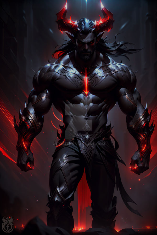 Dark Muscular Tiefling Warrior