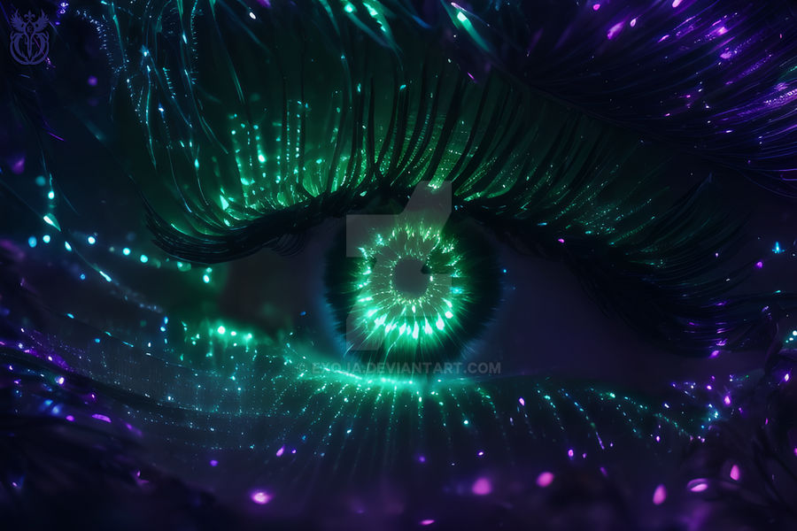 Purple-Green Bioluminescent Eye
