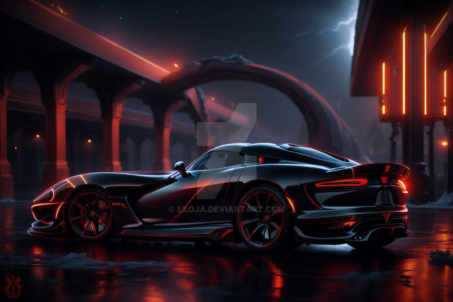 Back Red Dodge Viper Black-Red Dodge Viper At Night by Exoja on DeviantArt