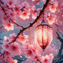 Paper Lantern In Pink Sakura Tree