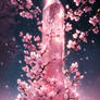 Rose Quartz with Sakura Blossoms