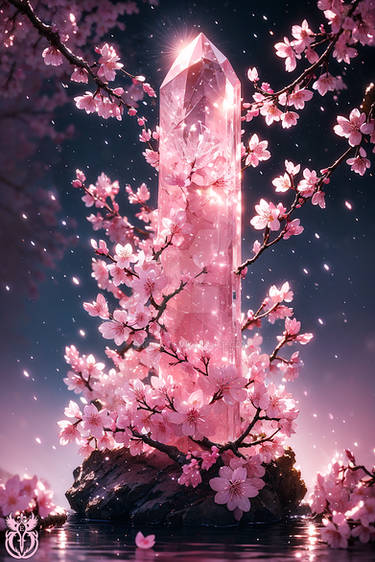 Rose Quartz with Sakura Blossoms