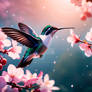 Hummingbird and Cherry Blossoms