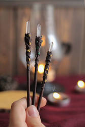 Woodland hair sticks with quartz