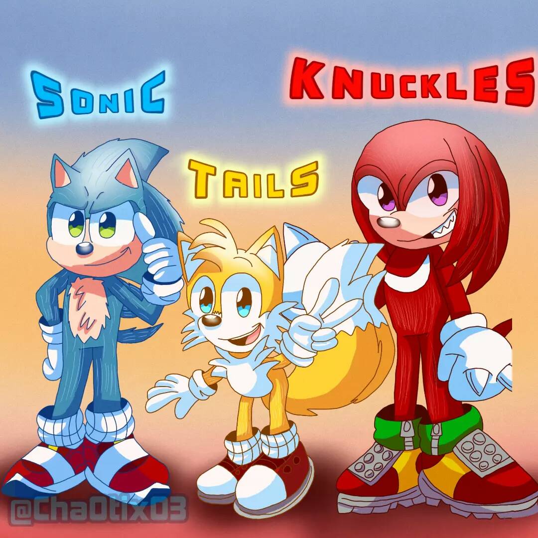 NattStar ⭐✏️ on X: Team Sonic! 💛💙❤️ #SonicMovie2 #Sonic #Tails  #KnucklesTheEchidna  / X
