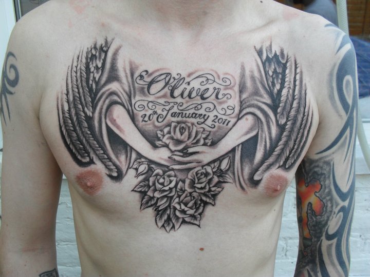 angel tattoo designs for men on chest