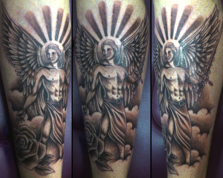 Male angel tattoo by onksy