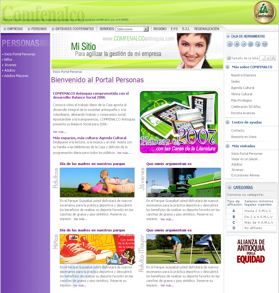 Web design comfenalco 2