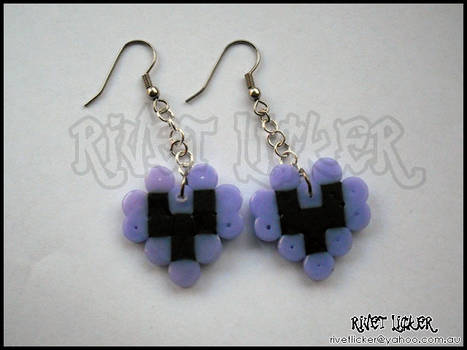 8-Bit Heart Earrings - Purple