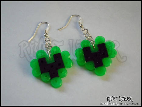 8-Bit Heart Earrings - Neon Green