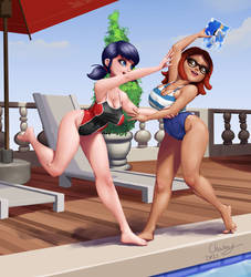 Pool Party - Marinette and Alya