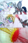 MLP and TMNT - Princess Celestia VS Shredder by MlpTmntDisneyKauane