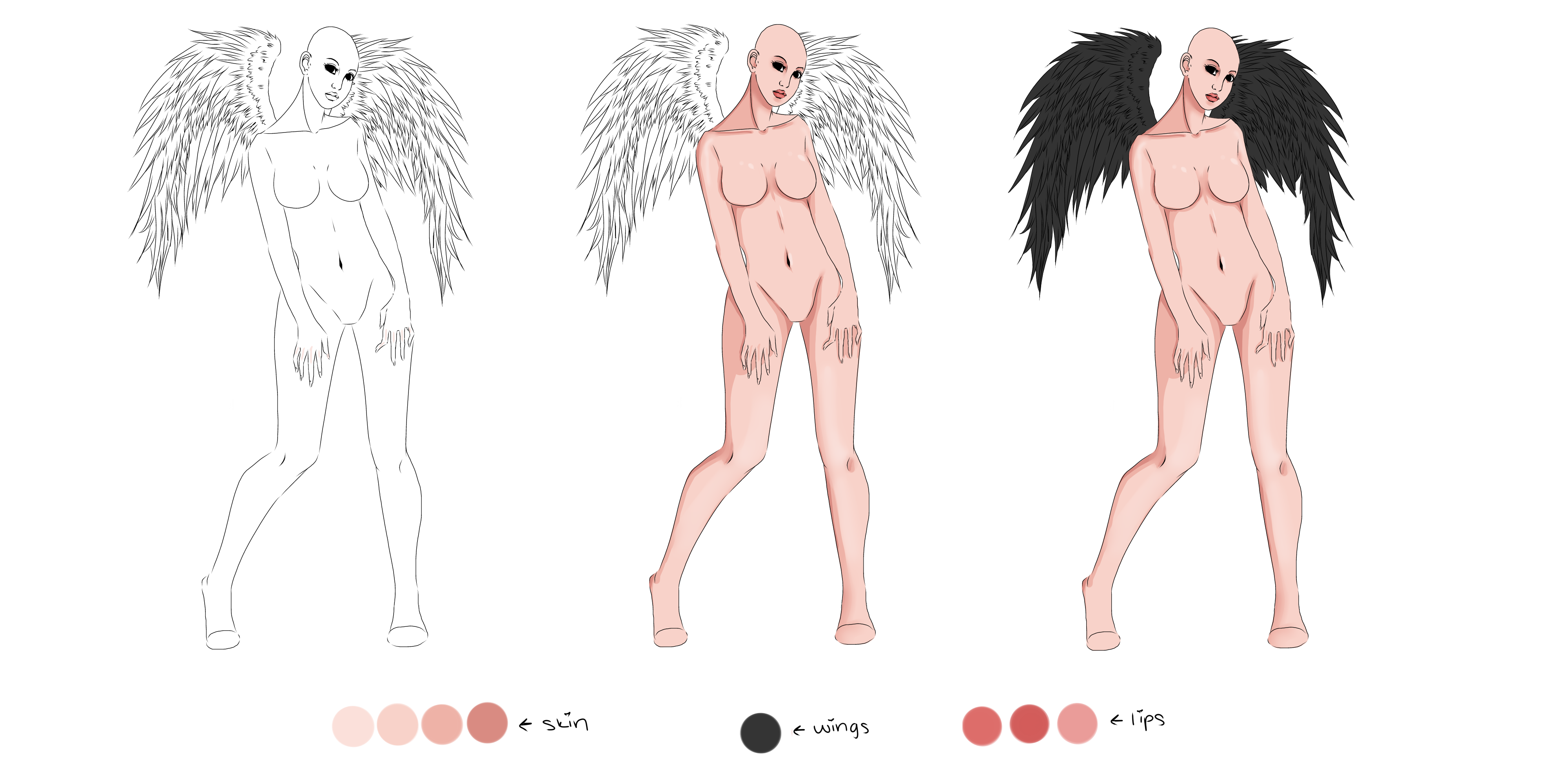 Free Female Angel Lineart/bases